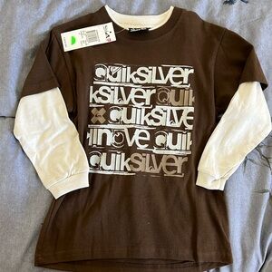 BNWT long sleeved quicksilver shirt in brown and tan size 4T